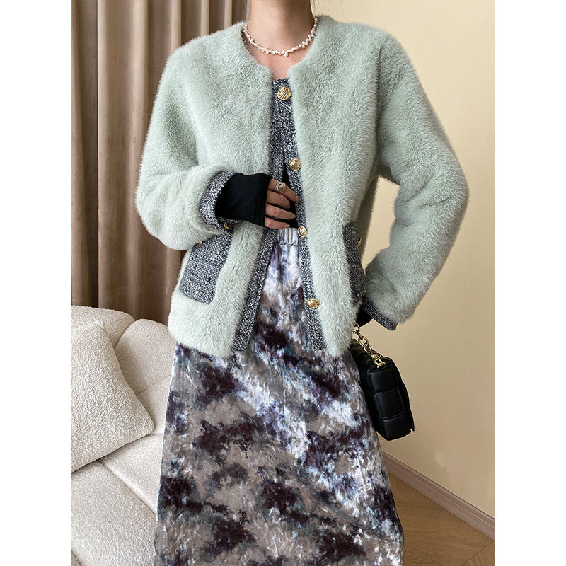 Damen kuschelige Strickjacke mit eleganten Knöpfen und praktischen Taschen Drune