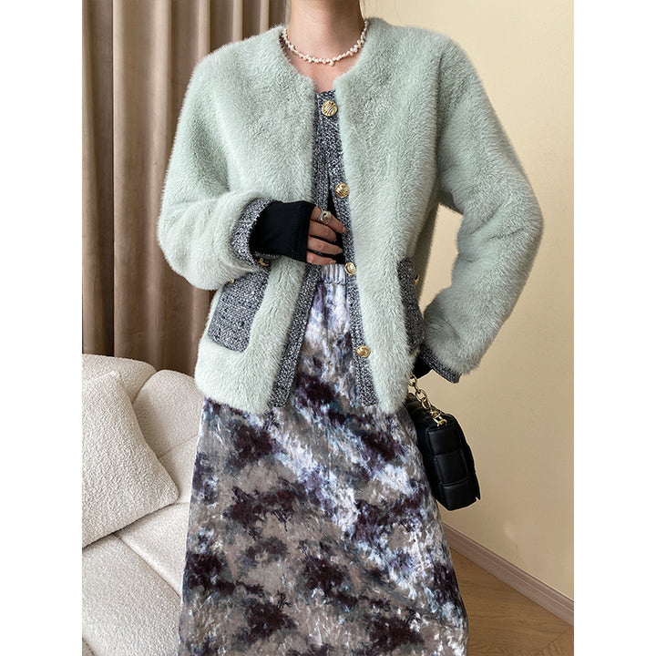 Damen kuschelige Strickjacke mit eleganten Knöpfen und praktischen Taschen Drune