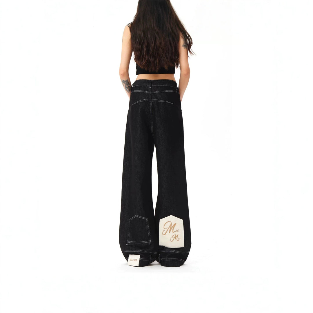 Damen Hochtaillierte Jeans mit weitem Bein Drune