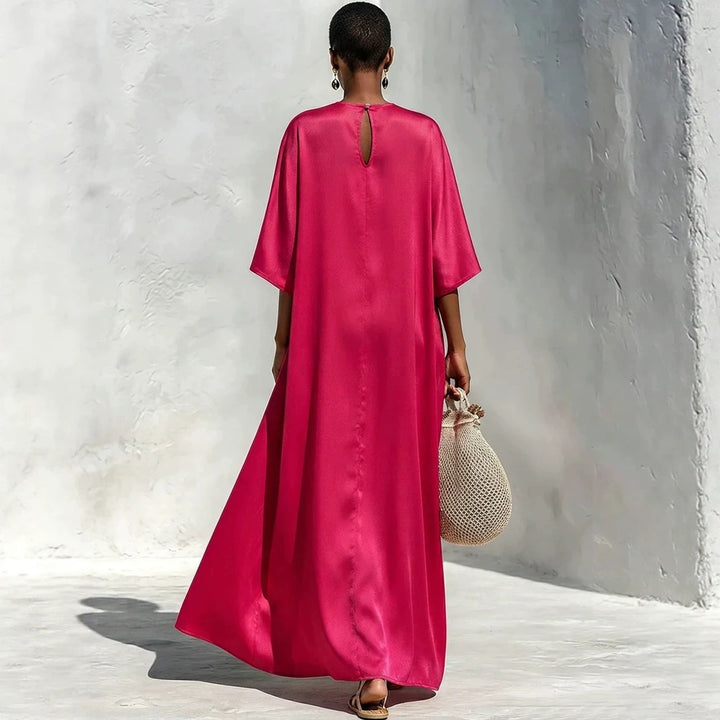 Damen Fließendes Maxikleid mit Oversize‑Kaftan­schnitt und aufgesetzten Pattentaschen Drune