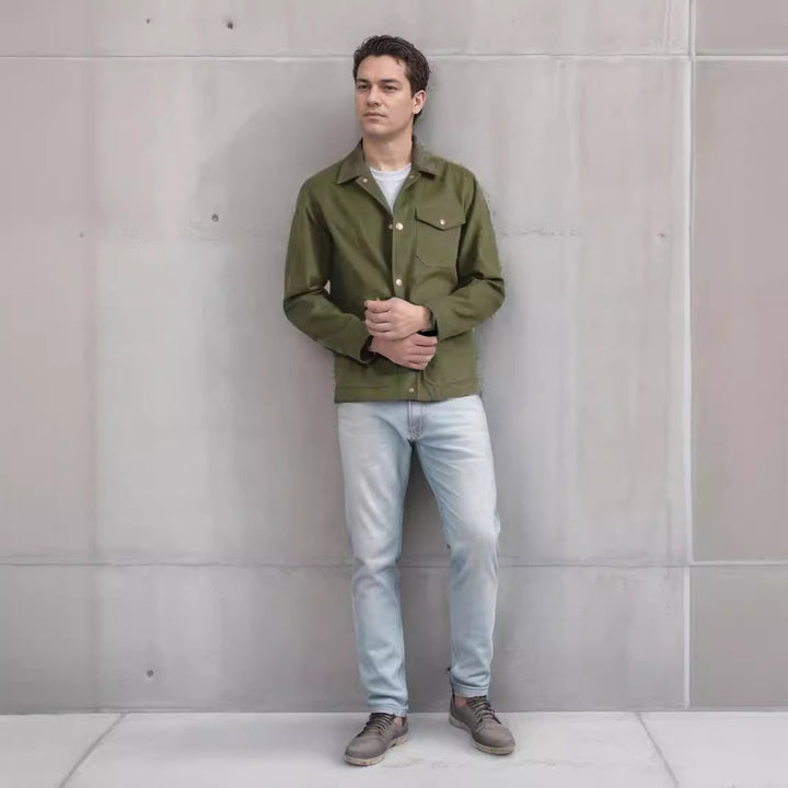 Herren Suedejacke mit modischem Design und praktischen Taschen Drune