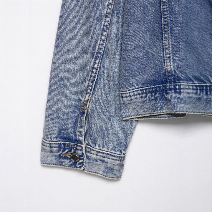 Damen Designer Denimjacke mit asymmetrischem Schnitt und praktischen Taschen Drune