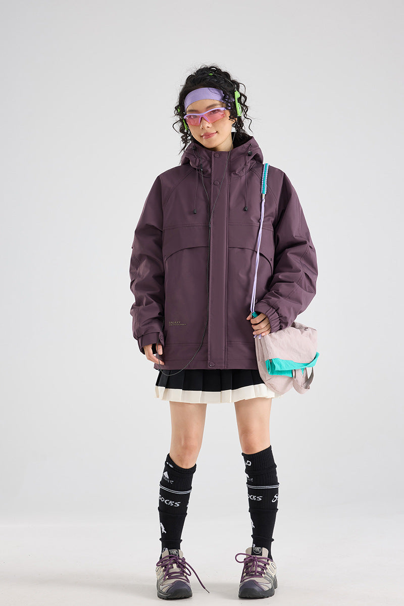 Damen Wasserfeste atmungsaktive Kapuzenjacke im technischen Oversize-Schnitt Drune
