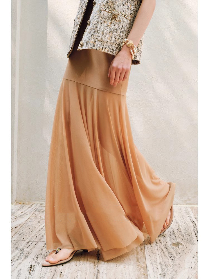 Damen Eleganter Midirock aus zartem Chiffon Drune