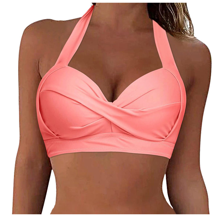 Damen Sportliches Bikinioberteil mit tiefem Ausschnitt und Halter-Design Drune