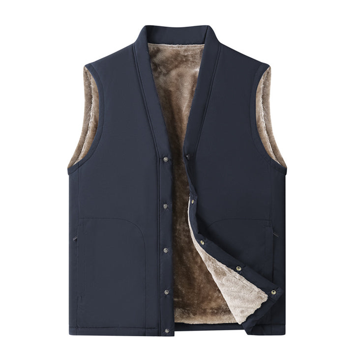 Herren Thermische Steppweste mit Kunstfell-Innenfutter, Druckknopfblende & verdeckten Eingrifftaschen Drune