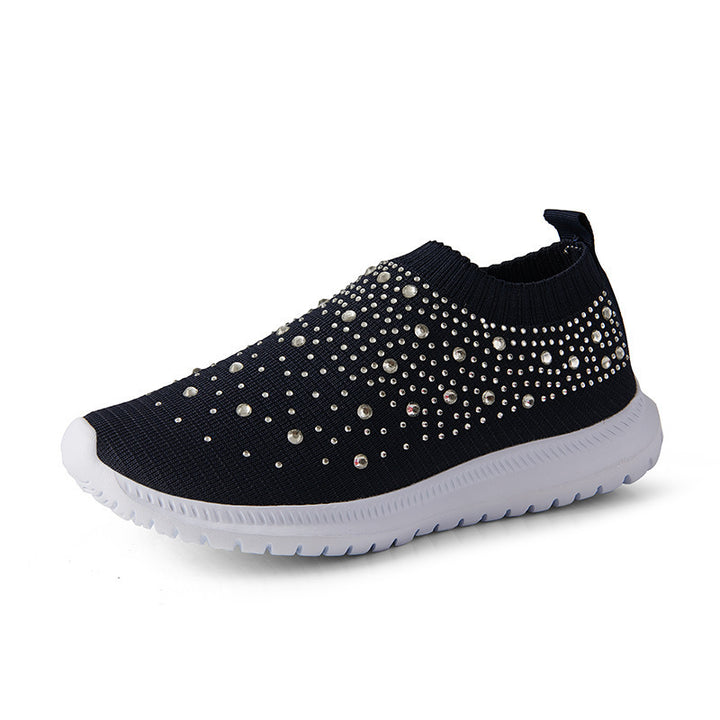 Damen Elastischer Sock-Sneaker mit Strass‑Nieten, atmungsaktivem Strickschaft und dämpfender Komfortsohle Drune