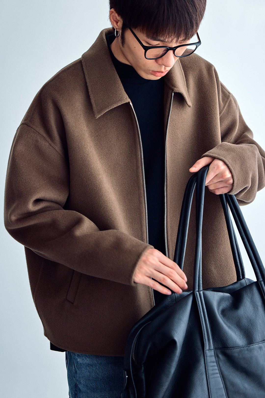 Herren Wolljacke mit Reißverschluss und weiter Passform Drune