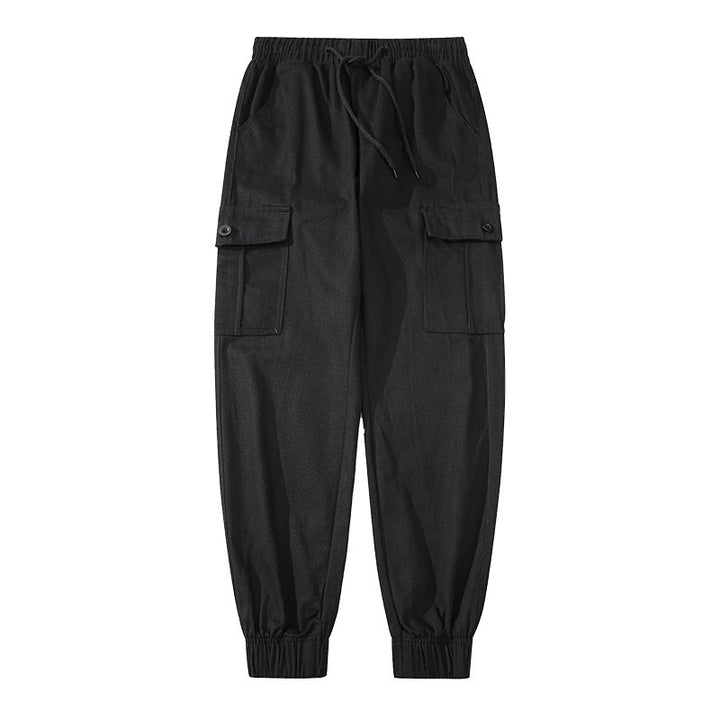 Herren Cargo-Joggerhose mit elastischem Bund, Klappentaschen und gerippten Knöcheln Drune