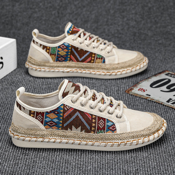 Unisex Espadrille-Sneaker mit geflochtenem Jutemittelsohle und ethnischem Webmuster Drune