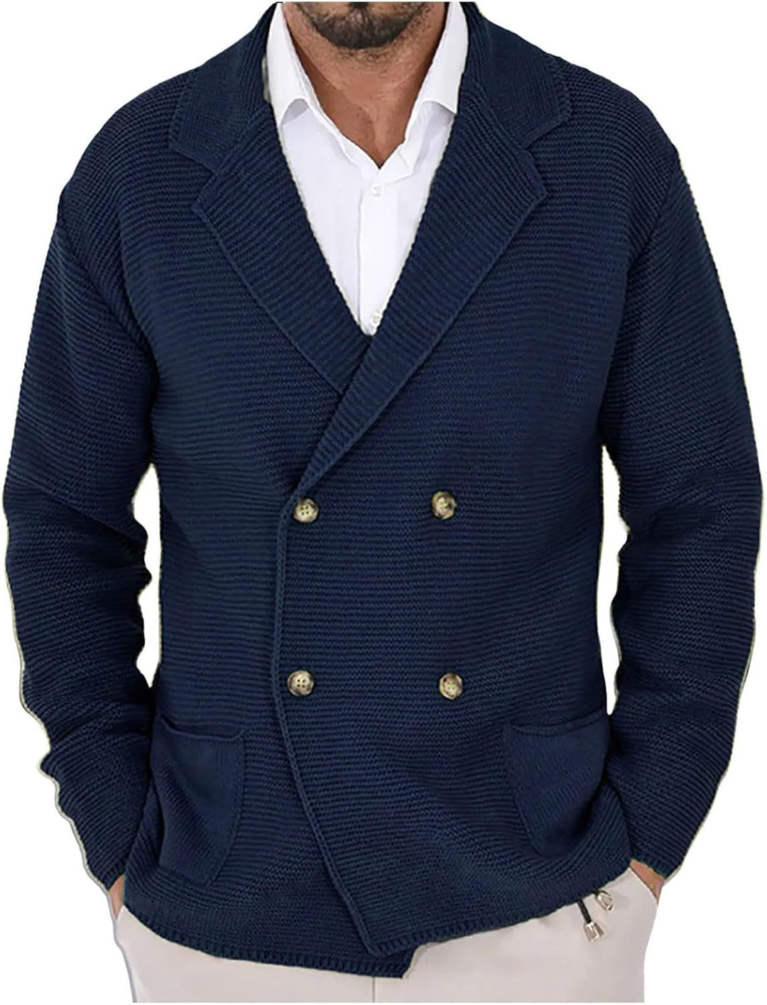 Herren Strickjacke mit modischem Schalkragen und dekorativen Knöpfen Drune
