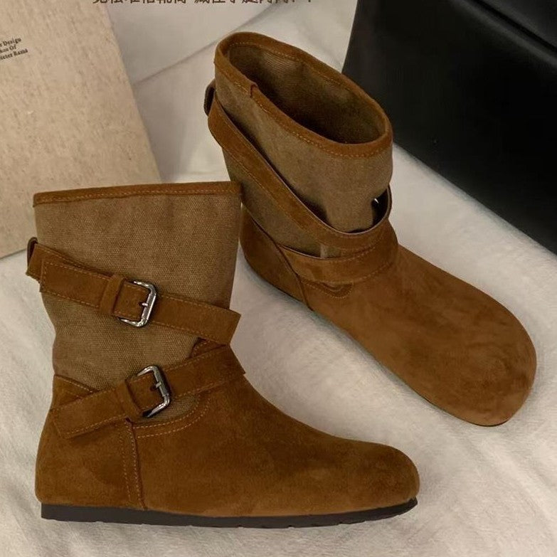 Damen Komfortable Stiefeletten mit dekorativen Riemen Drune