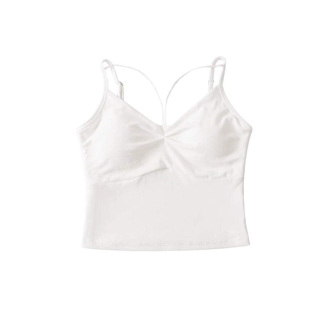 Damen elegantes Crop-Top mit verstellbaren Spaghetti-Trägern Drune