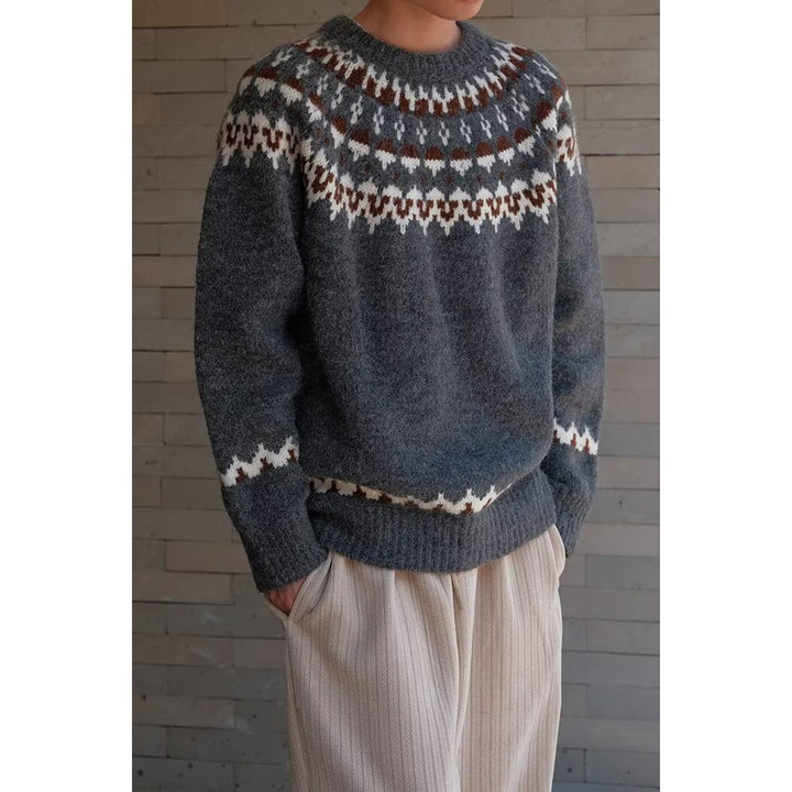 Herren Gemütlicher Grobstrickpullover mit kreativem Muster Drune