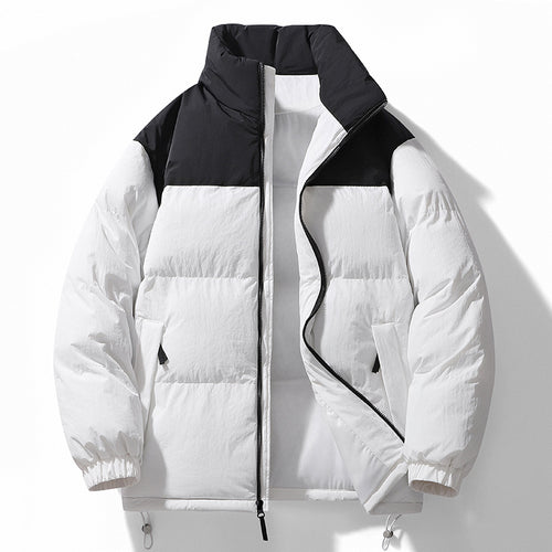 Herren Gefütterte Steppjacke mit hohem Kragen, Kordelzugsaum und Kontrastpaneel Drune