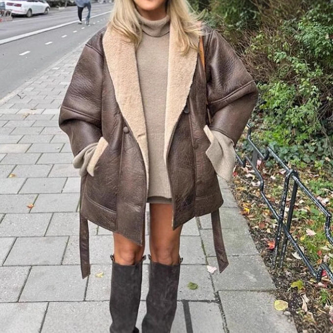 Damen Lässige jacke mit weichem Futter und praktischen Taschen Drune