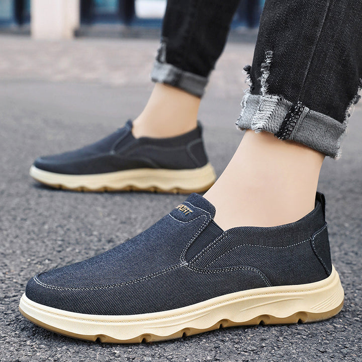 Herren nan leichter Slip-On Canvas-Sneaker mit elastischem Einstieg, gepolsterter Innensohle und profiliert rutschfester Gummilaufsohle Drune