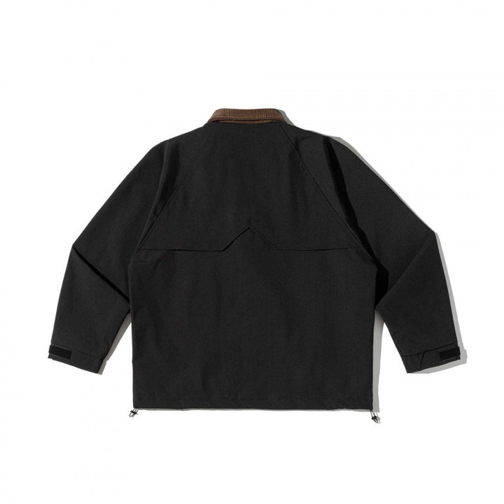 Unisex Kastenförmige Overshirt‑Jacke im Utility‑Stil mit Cordkragen, Pattentaschen und Kordelzugsaum Drune