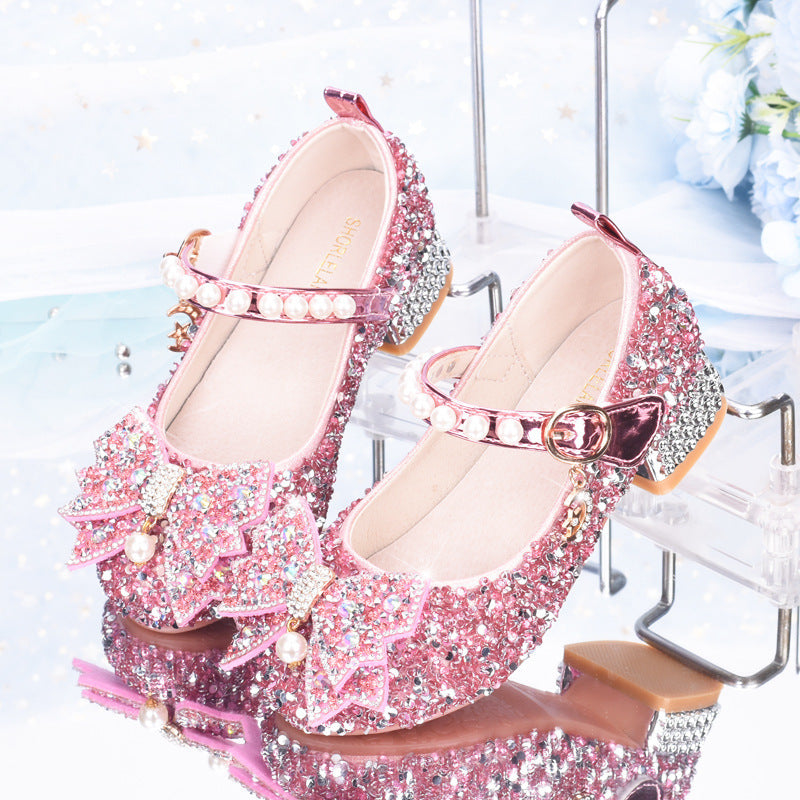 Mädchen Glitzernde Mary Jane Schuhe mit dekorativen Schleifen Drune