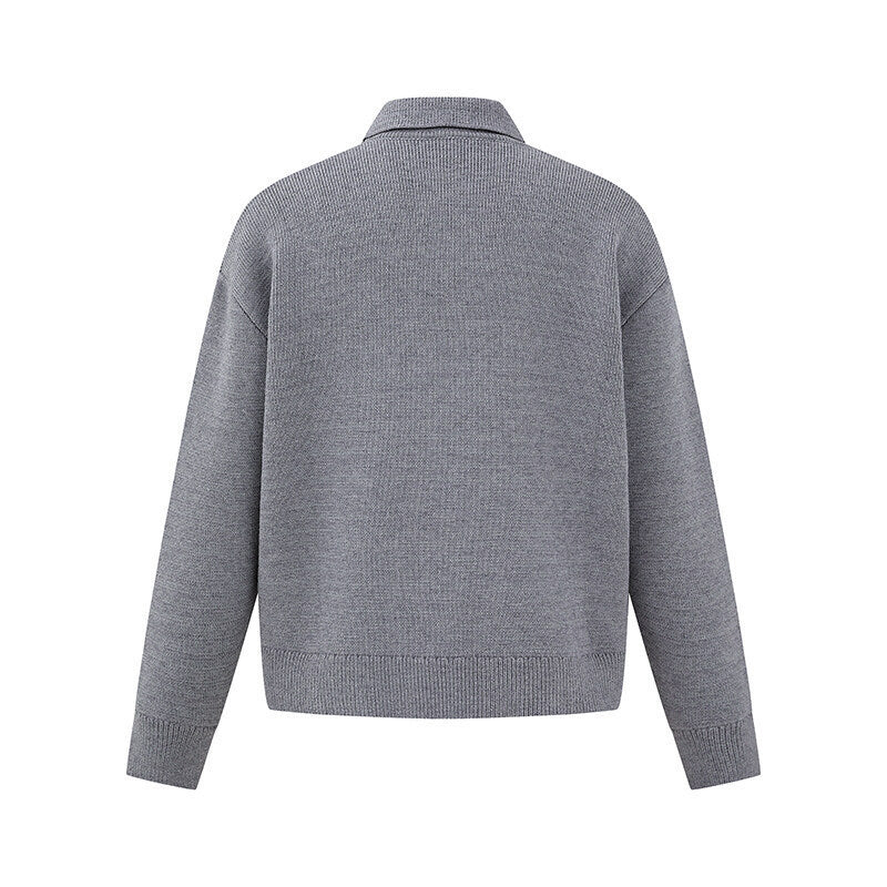 Herren Boxy-Strickpullover mit Polokragen und halber Knopfleiste Drune