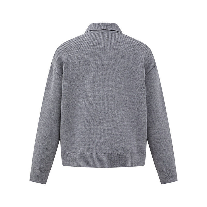 Herren Boxy-Strickpullover mit Polokragen und halber Knopfleiste Drune
