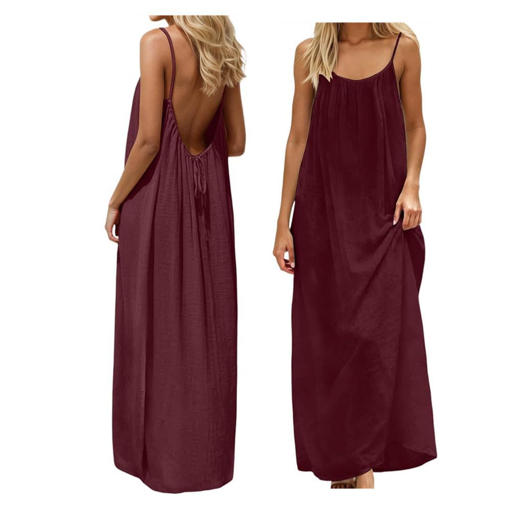 Damen Maxikleid mit tiefem Rücken Drune