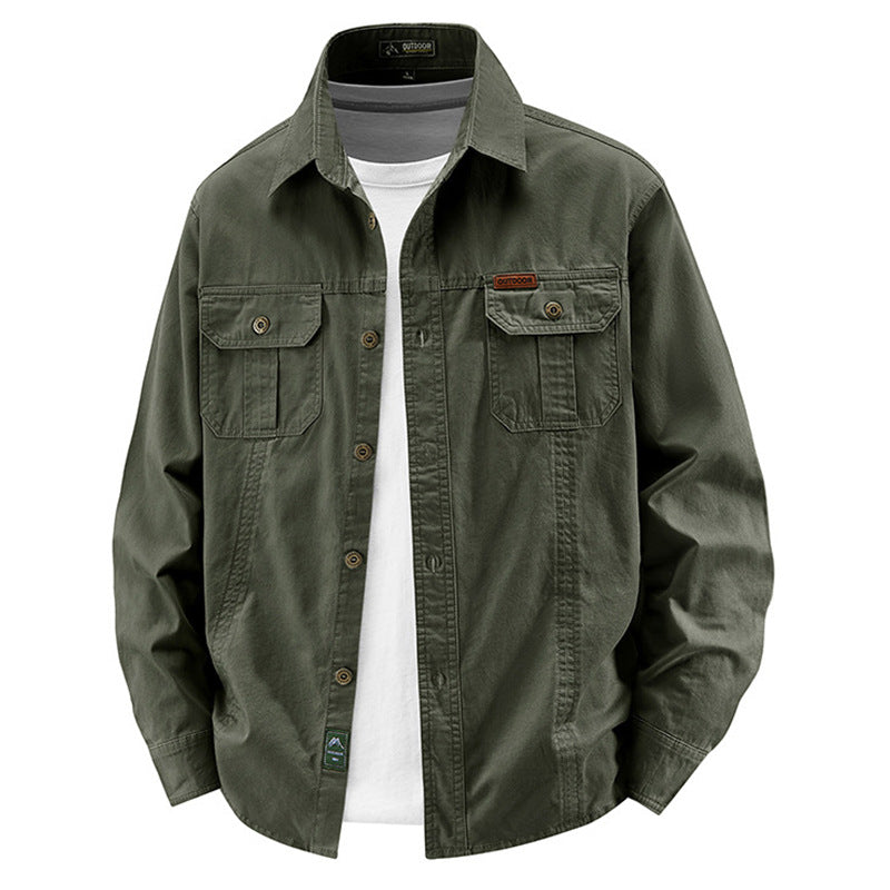 Herren  leichte Baumwolle Utility Overshirt mit Klappbrusttaschen Drune
