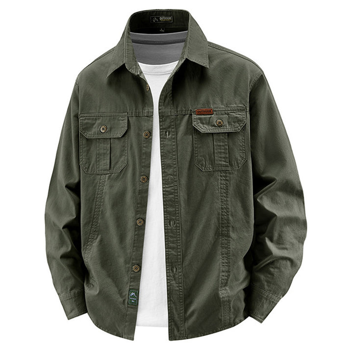 Herren  leichte Baumwolle Utility Overshirt mit Klappbrusttaschen Drune