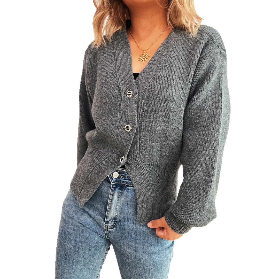 Damen Strickjacke mit eleganten Knopfdetails und modernem V-Ausschnitt Drune