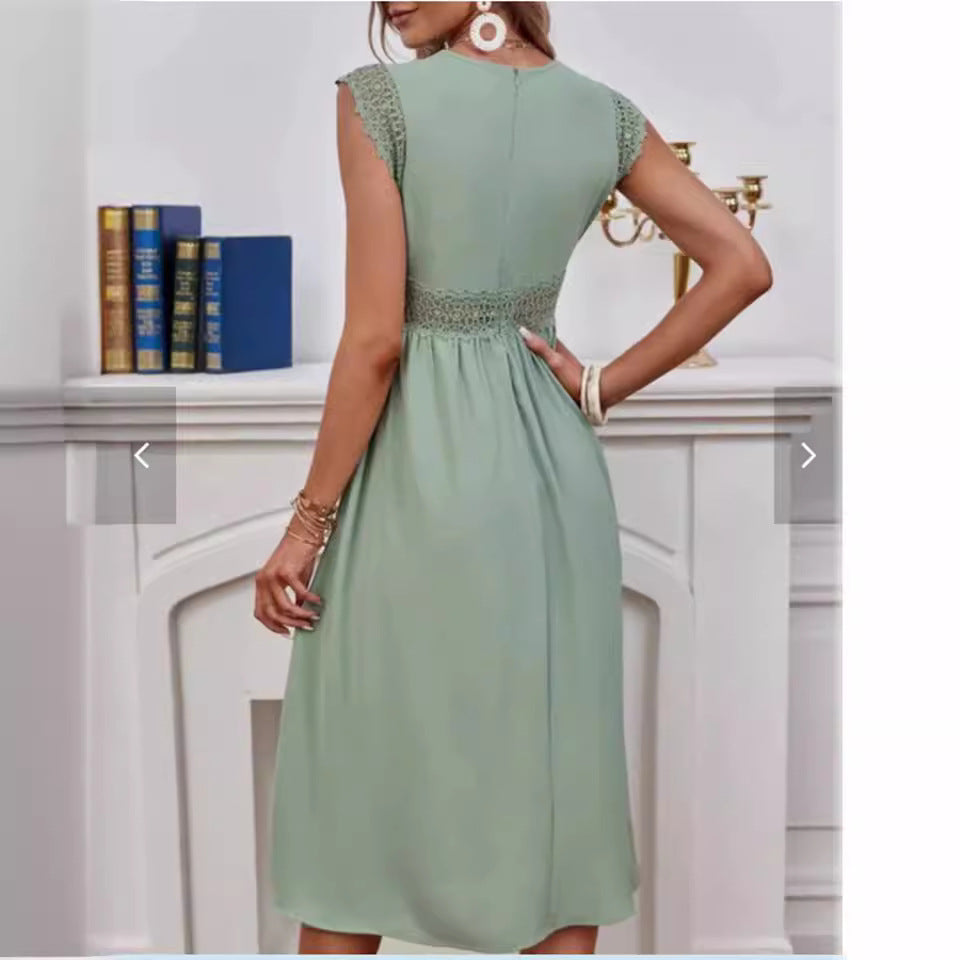 Damen Kleid mit Spitzendetails und lockerer Passform Drune