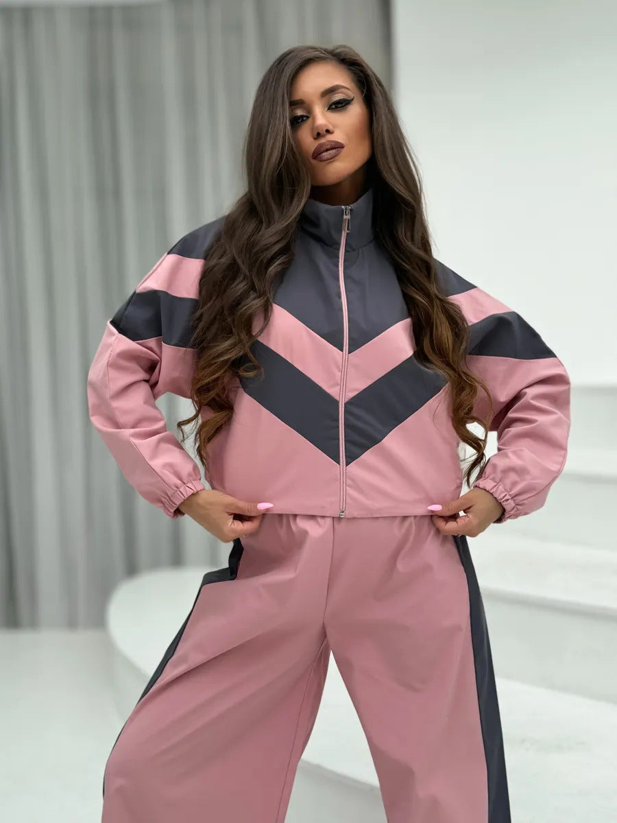 Damen Sportliche Jacke und weite Hose im modernen Design mit grafischen Details Drune