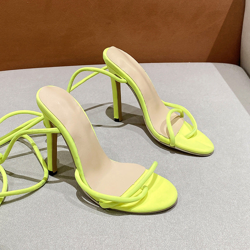 Damen nan Riemchen-Sandalette mit gewundenen Schnürriemen, schlankem Stilettoabsatz und gepolstertem Komfortfußbett Drune