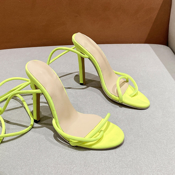 Damen nan Riemchen-Sandalette mit gewundenen Schnürriemen, schlankem Stilettoabsatz und gepolstertem Komfortfußbett Drune