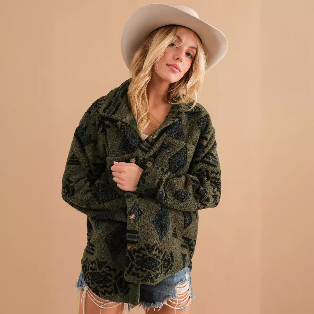 Drune | Retro Plüschjacke mit Reverskragen