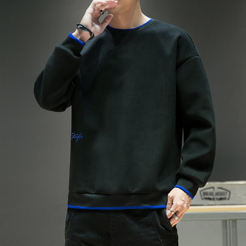 Herren Relaxed-Sweatshirt mit kontrastpaspelierten Bündchen und Clean-Rundhals Drune