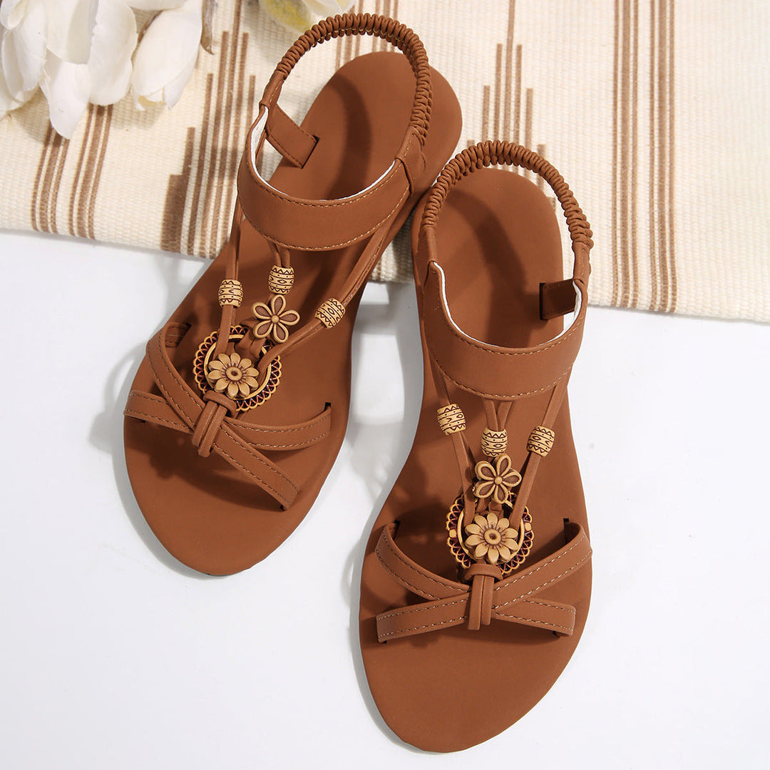 Damen Komfort Sandalen mit floralen Applikationen Drune