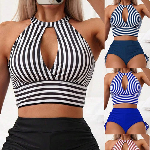 Damen Hochtailliertes Bade-Set mit Streifen-Design Drune