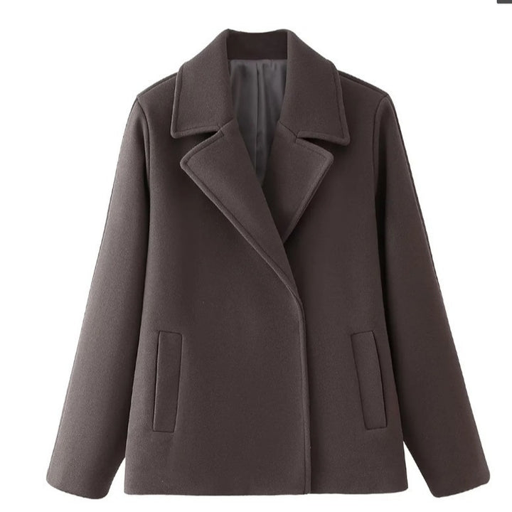 Damen elegante Wolljacke im klassischen Oversized-Schnitt Drune