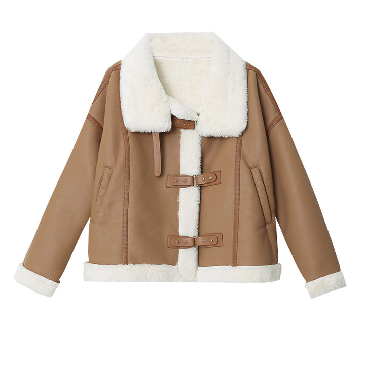 Damen Fleecegefütterte Lederjacke Drune