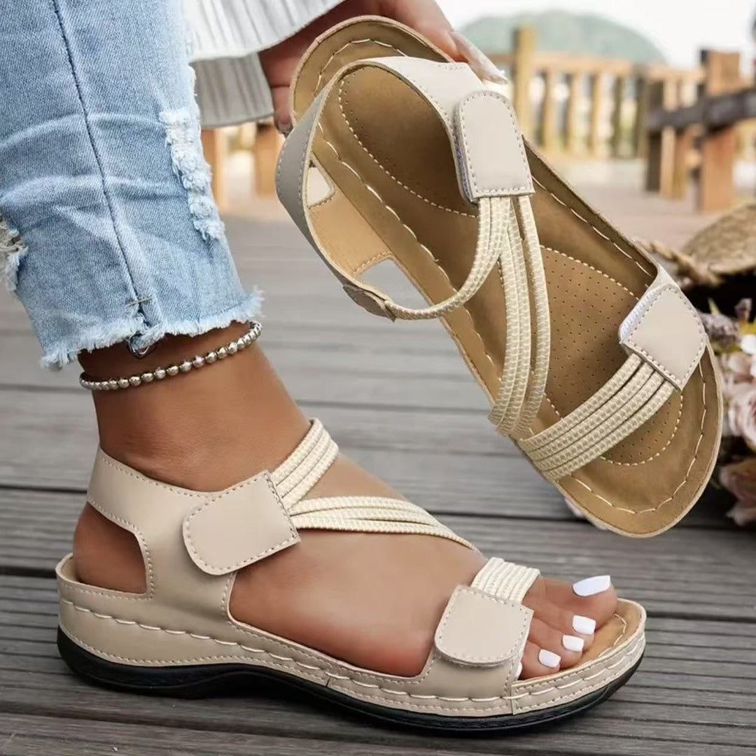 Damen Komfortable Sandalen mit verstellbaren Riemen und ergonomischem Fußbett Drune