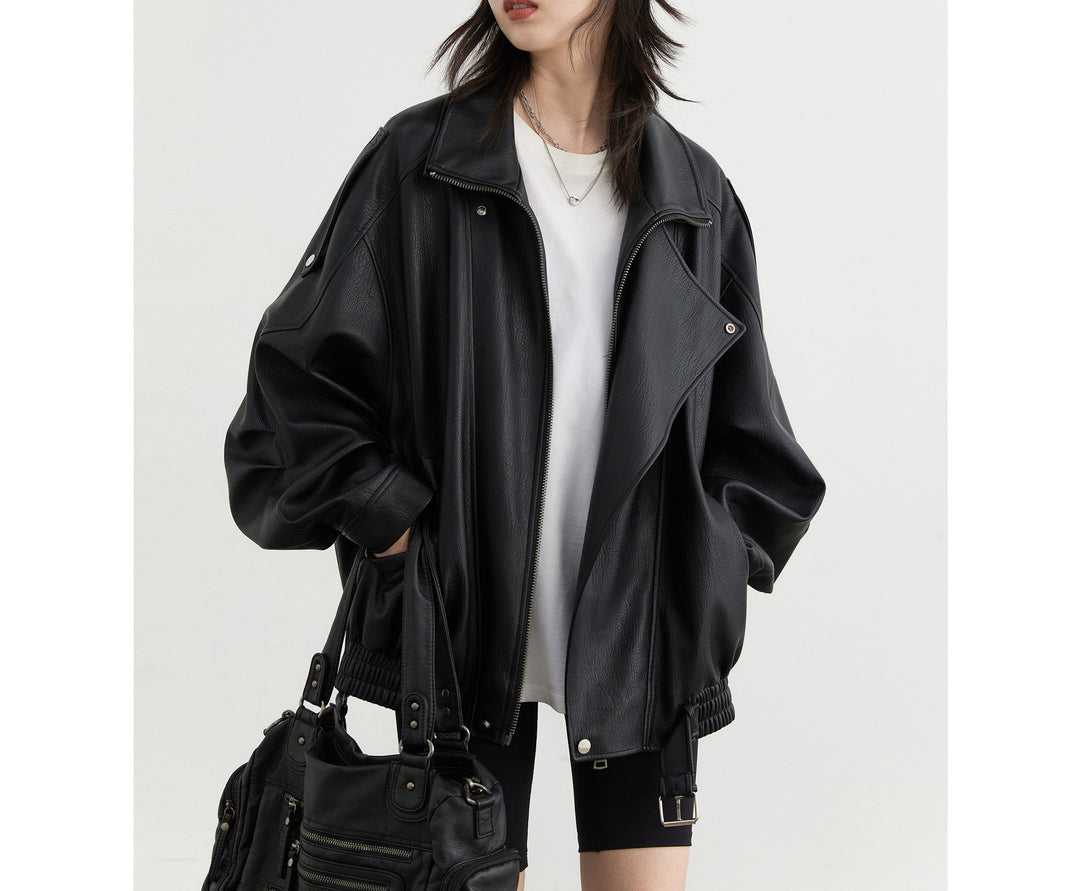 Damen Stilvolle Lederjacke Drune