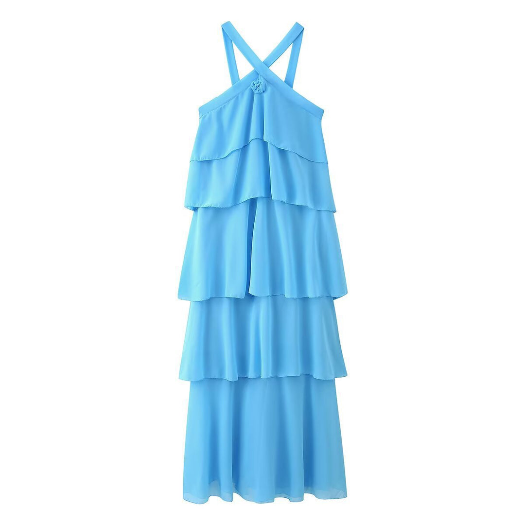 Femme Gestuftes Chiffon Maxi-Kleid Drune