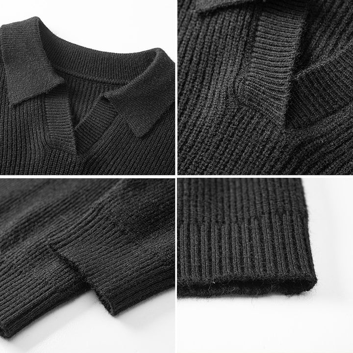 Herren Modischer Grobstrickpullover mit Kragen Drune