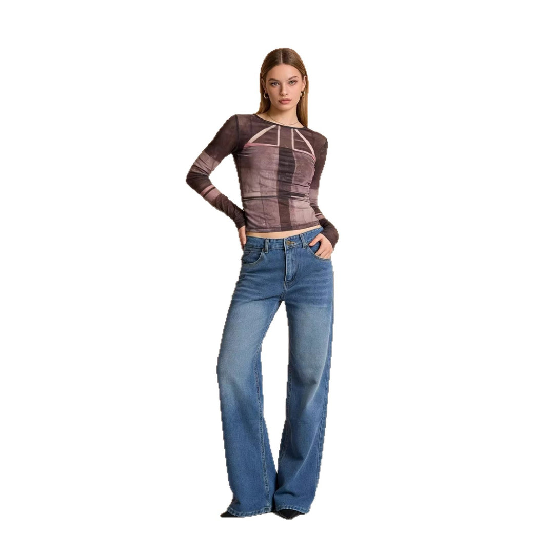 Damen weite Denim-Hosen mit hohem Bund und lässigem Schnitt Drune