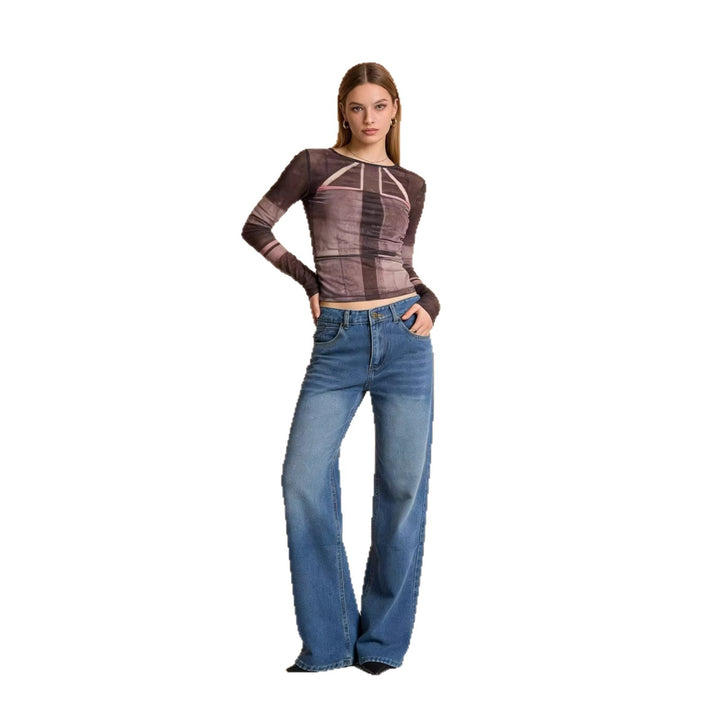 Damen weite Denim-Hosen mit hohem Bund und lässigem Schnitt Drune
