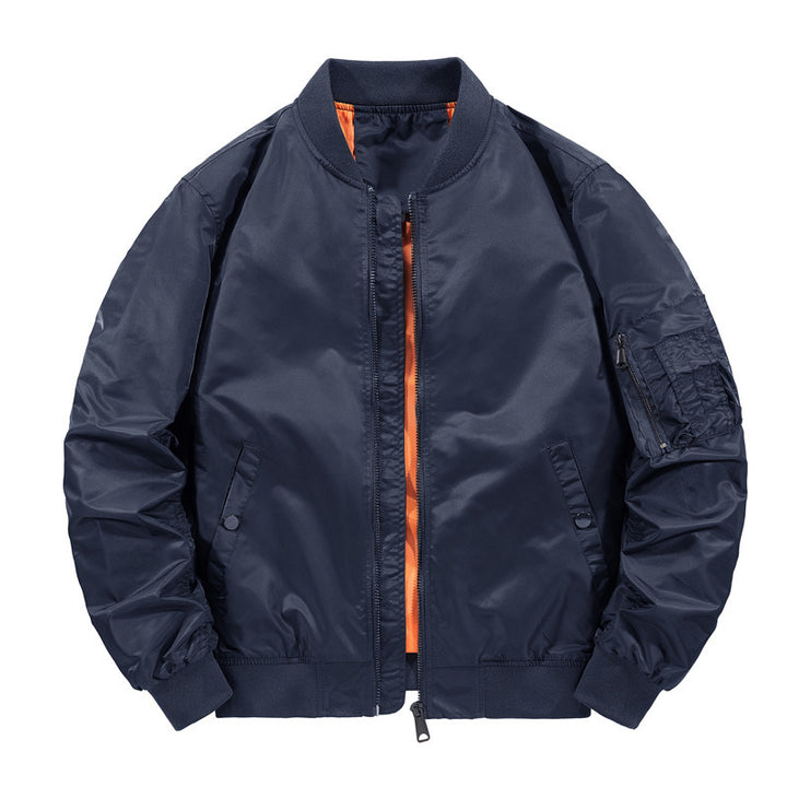 Herren Nylon‑Bomberjacke im Fliegerstil mit Ärmeltasche und Rippbündchen Drune