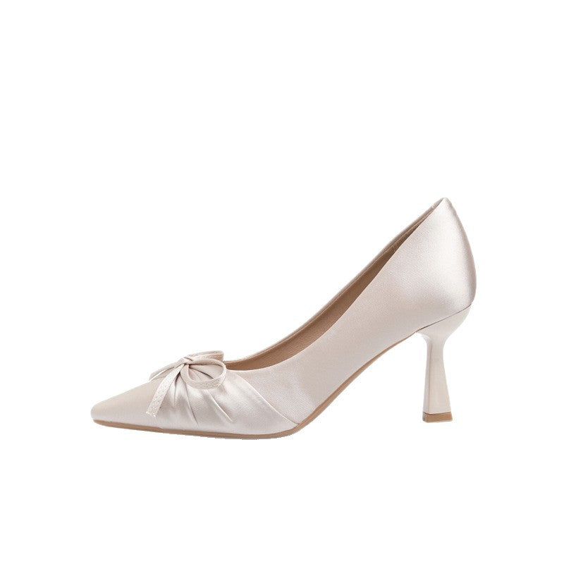 Damen Elegante flache Ballerinas mit quadratischer Zehenpartie und dekorativer Schleife Drune