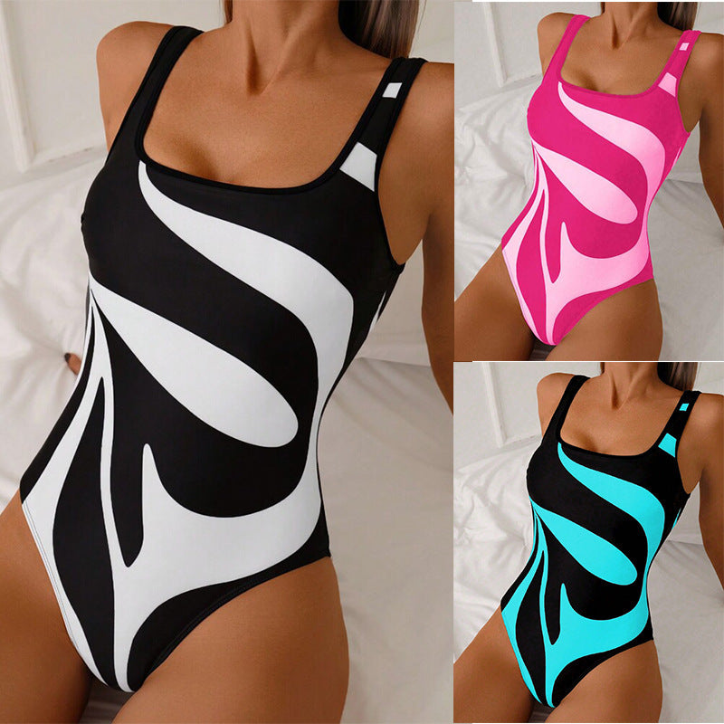 Damen Sportlicher Badeanzug mit modernem Grafikdesign Drune