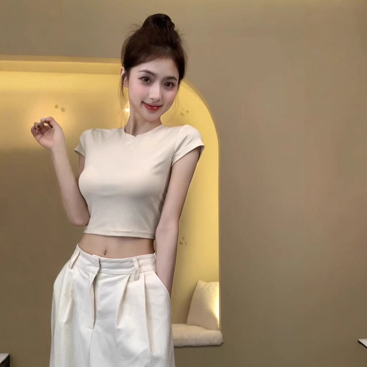 Damen Crop-Top mit figurbetontem Schnitt und elastischem Material