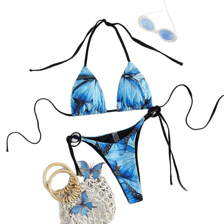 Damen Triangel-Bikini-Set mit floralem Schmetterlingsdesign Drune